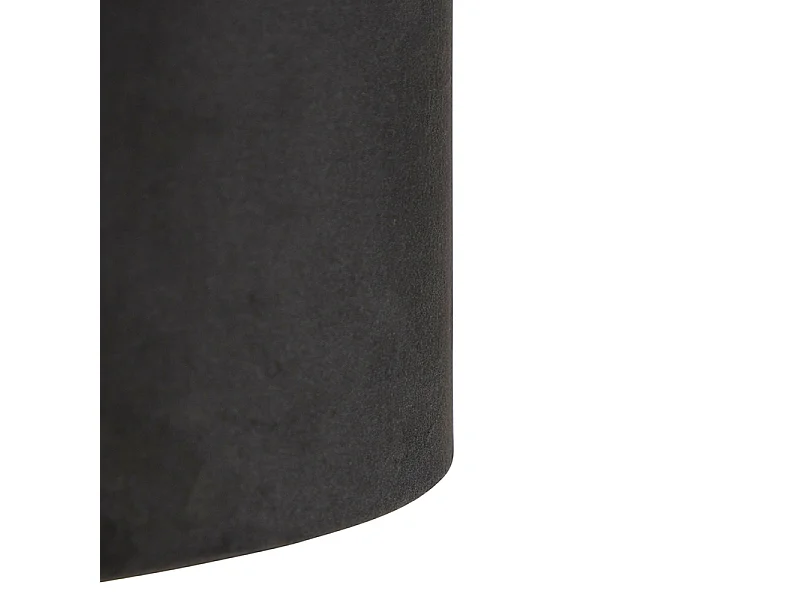 Suspension noire avec abat-jour en velours noir et or 35 cm - Blitz