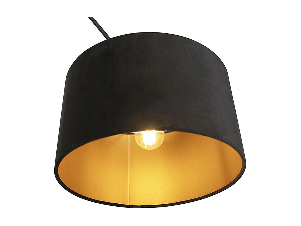 Suspension noire avec abat-jour en velours noir et or 35 cm - Blitz