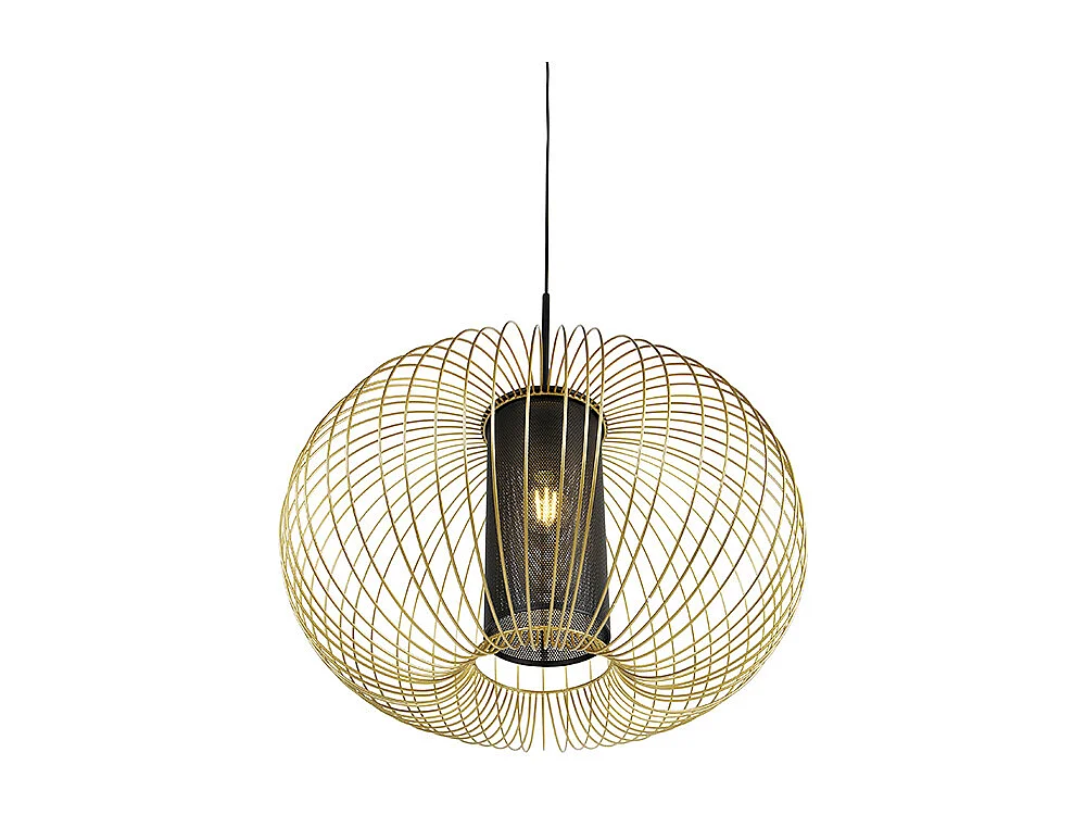 Lampe à suspension design or avec noir 60 cm - Marnie