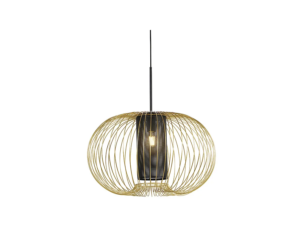 Lampe à suspension design or avec noir 60 cm - Marnie