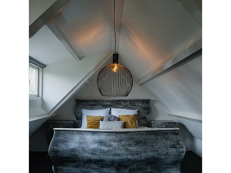 Lampe à suspension ronde design noir 50 cm - Wire Dos