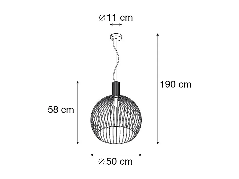 Lampe à suspension ronde design noir 50 cm - Wire Dos