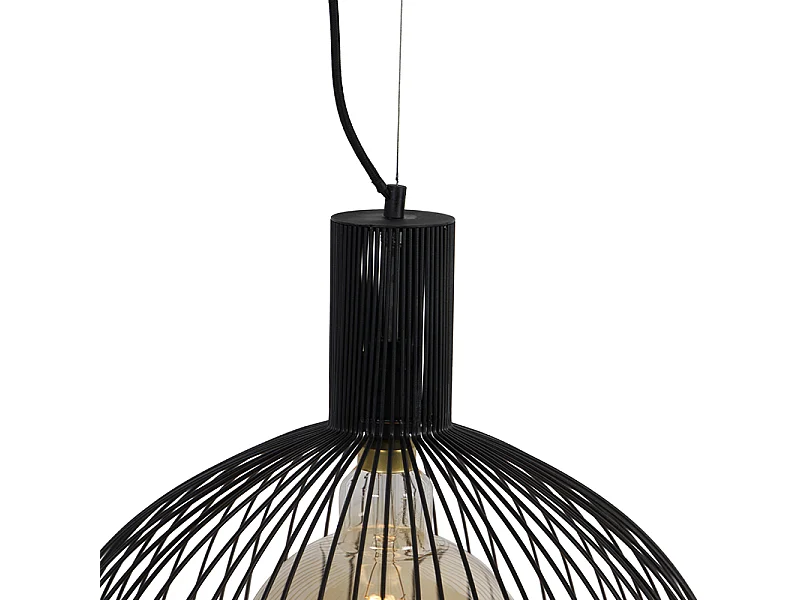 Lampe à suspension ronde design noir 50 cm - Wire Dos