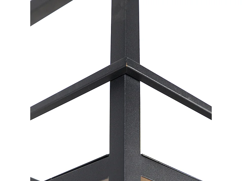 Suspension industrielle noire avec étagère grande 4 lumières - Cage Rack