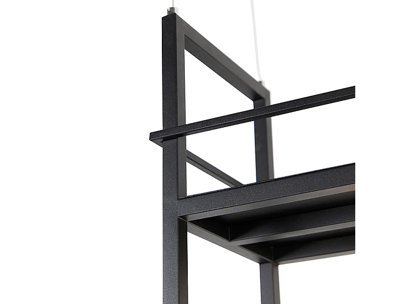 Suspension industrielle noire avec étagère grande 4 lumières - Cage Rack
