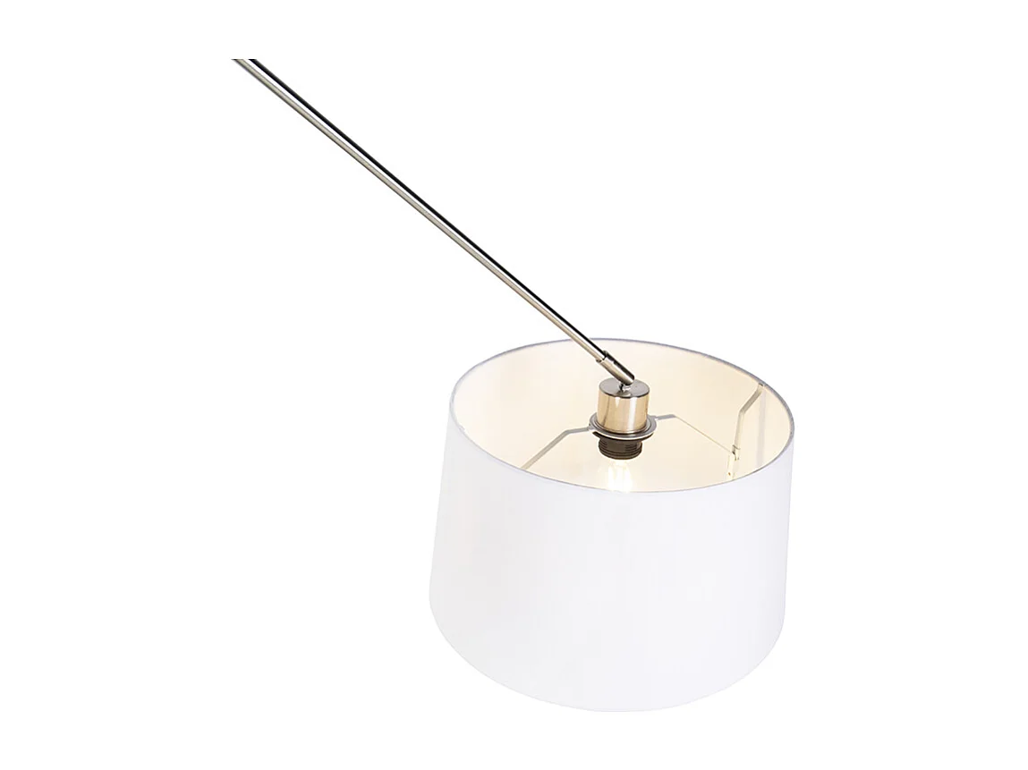 Suspension en acier avec abat-jour en lin blanc 35 cm - Blitz