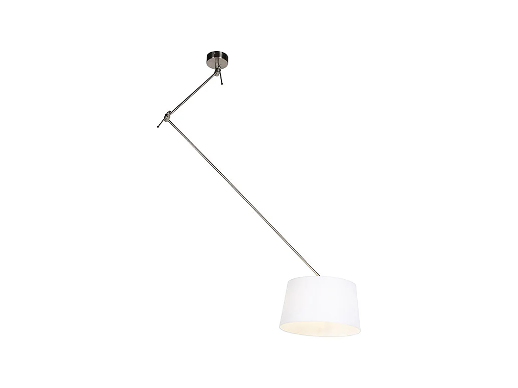 Suspension avec abat-jour en lin blanc 35 cm - Acier Blitz I