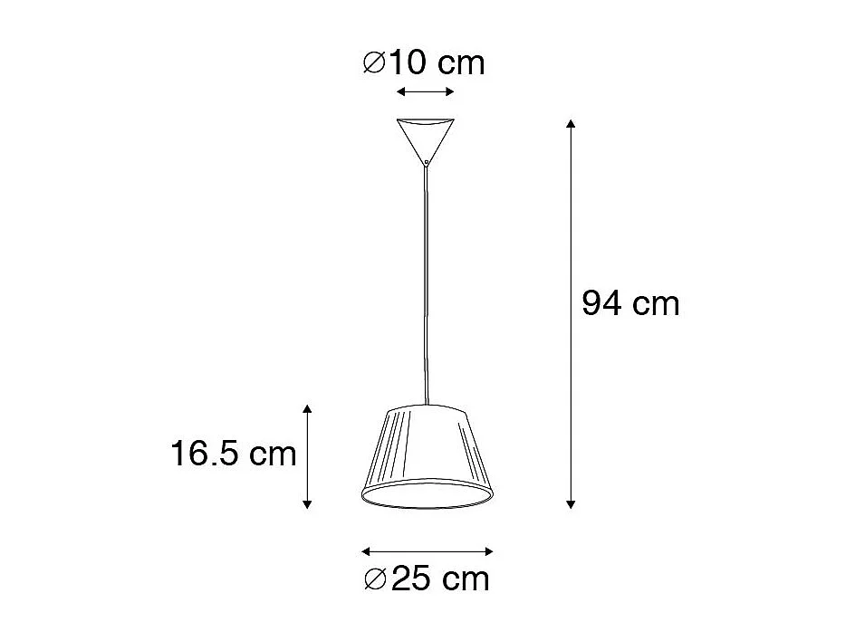 Lampe suspendue rétro crème 25 cm - Plissée