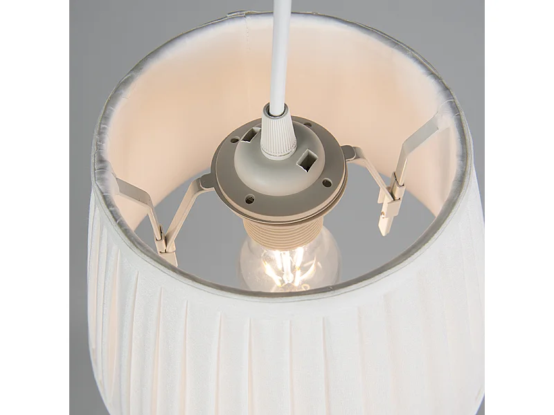 Lampe suspendue rétro crème 25 cm - Plissée