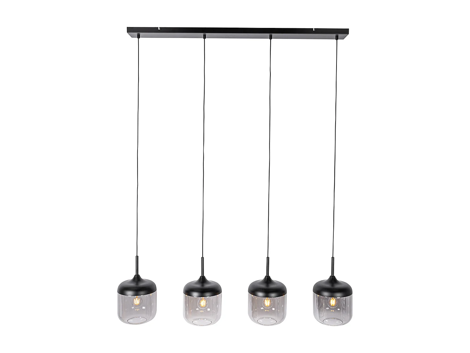 Suspension design noire avec verre doré et fumé 4 lumières - Kyan