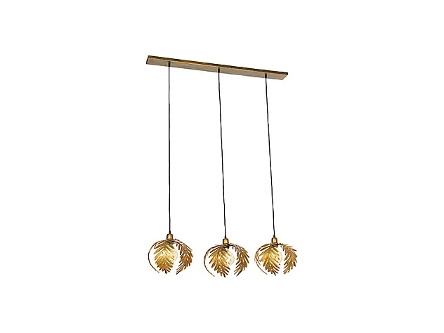 Suspension vintage acier couleur laiton 3 ampoules- Botanica