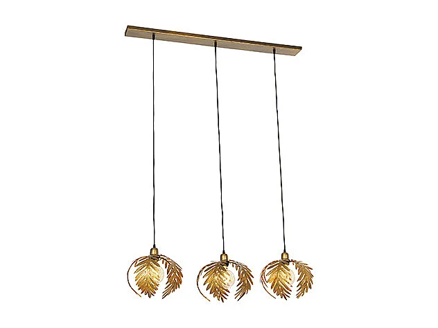 Suspension vintage dorée oblongue 3 lumières - Botanica