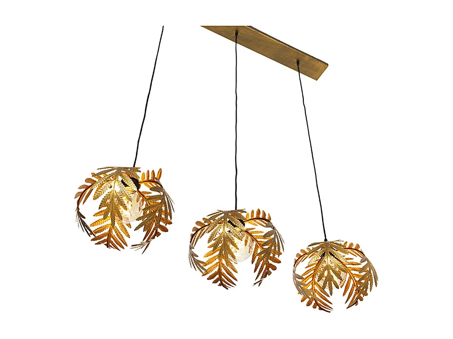 Suspension vintage dorée oblongue 3 lumières - Botanica