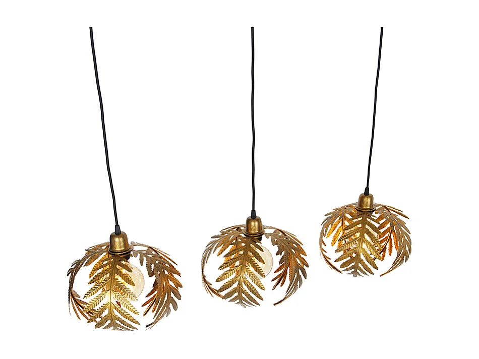 Suspension vintage dorée oblongue 3 lumières - Botanica