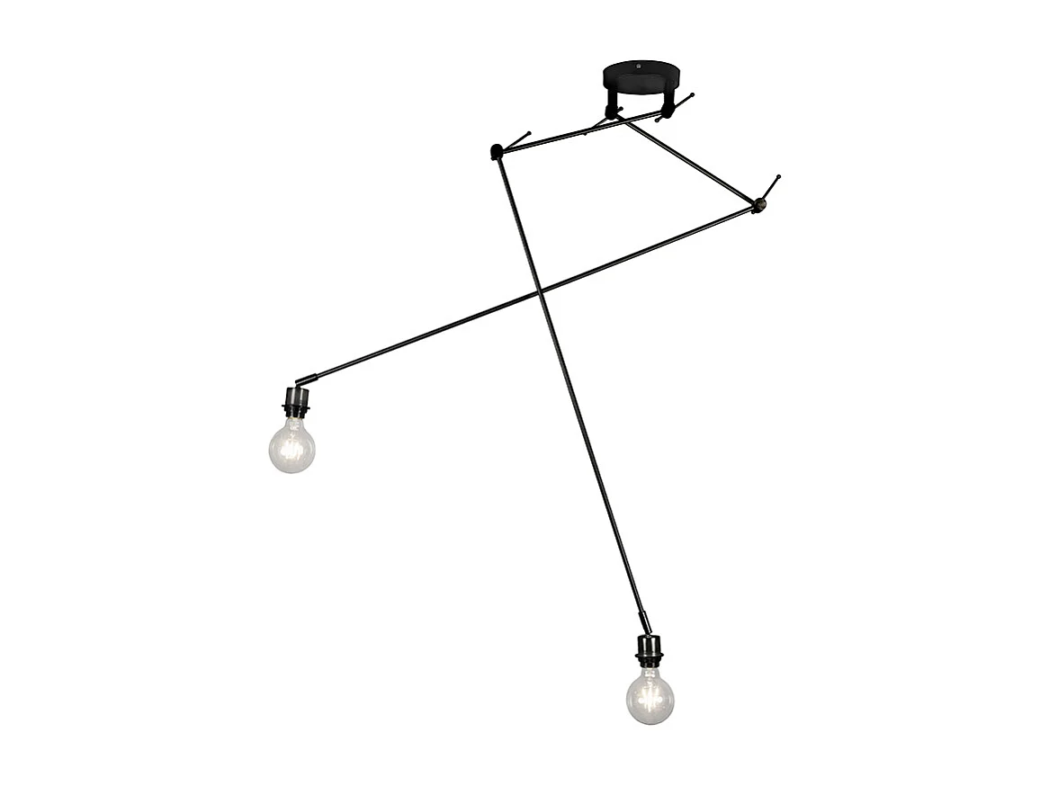 Suspension moderne noire sans abat-jour 2 lumières - Blitz