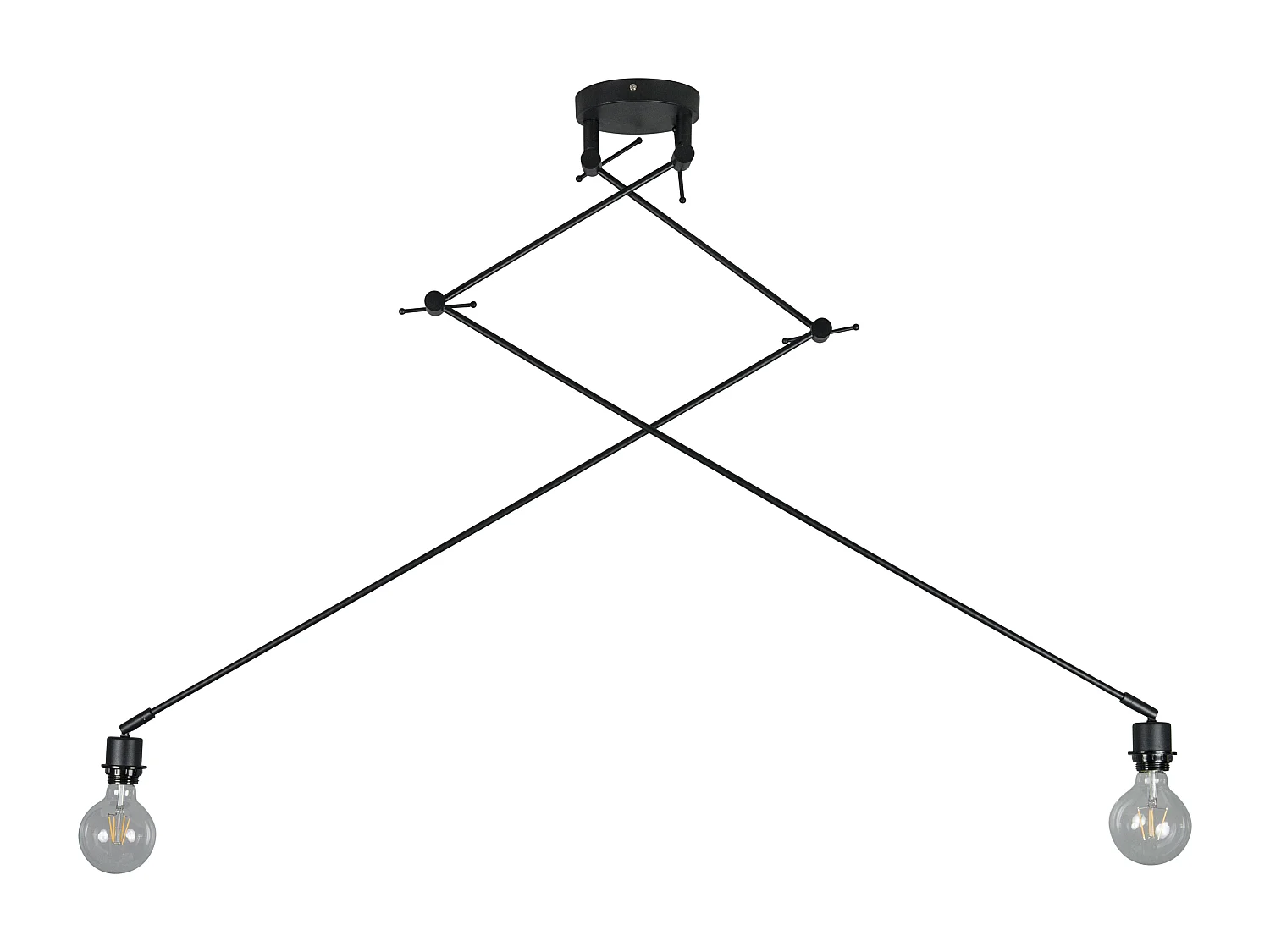 Suspension moderne noire sans abat-jour 2 lumières - Blitz