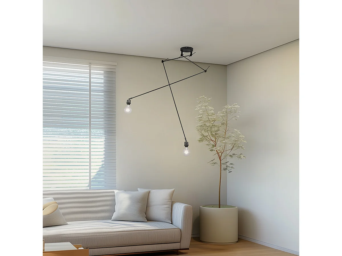Suspension moderne noire sans abat-jour 2 lumières - Blitz