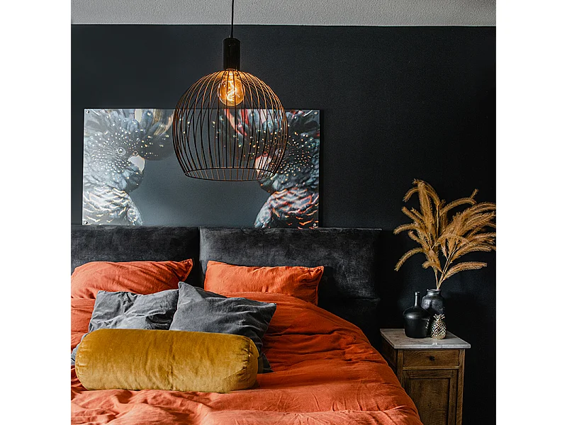 Lampe à suspension design noire 40 cm - Wire Dos