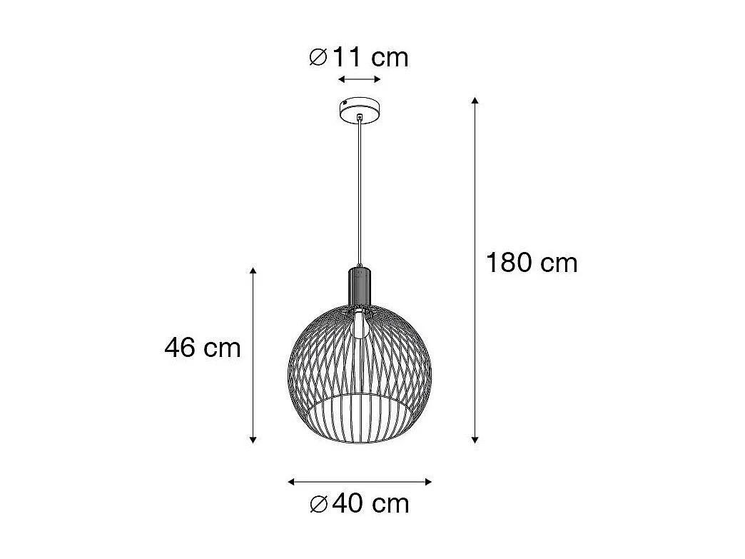 Lampe à suspension design noire 40 cm - Wire Dos