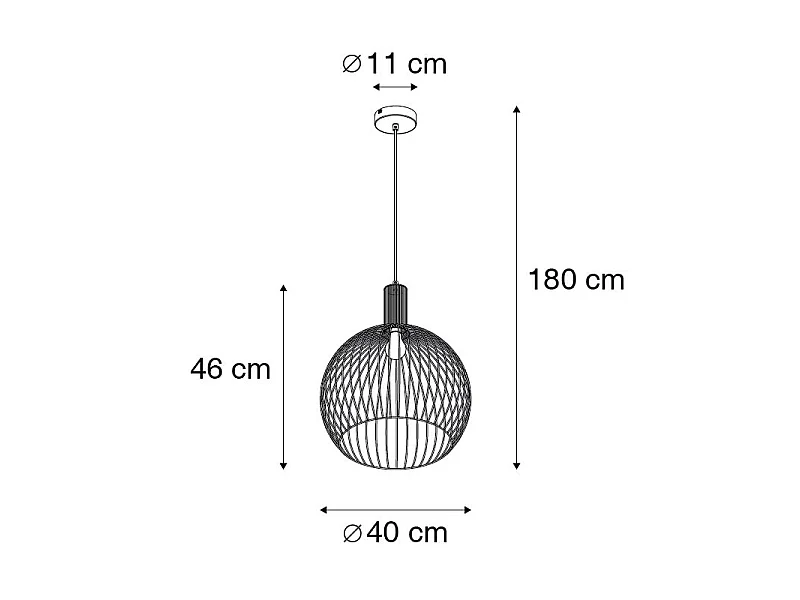 Suspension ronde design noire 40 cm - Dos