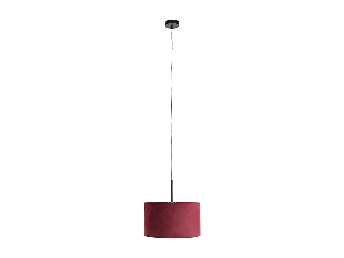 Suspension noire avec abat-jour en velours rouge et or 35 cm - Combi