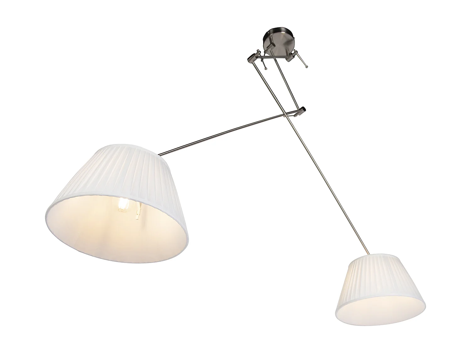 Suspension avec abat-jour plissés crème 35 cm - Acier Blitz II