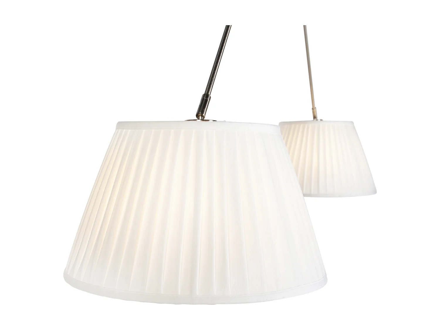 Suspension en acier avec abat-jour plissés crème 35 cm 2 lumières - Blitz