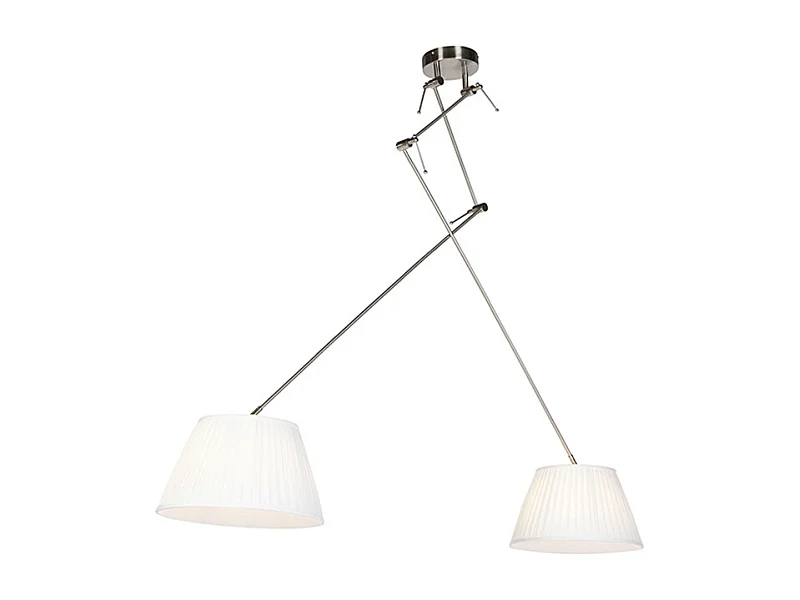 Suspension en acier avec abat-jour plissés crème 35 cm 2 lumières - Blitz