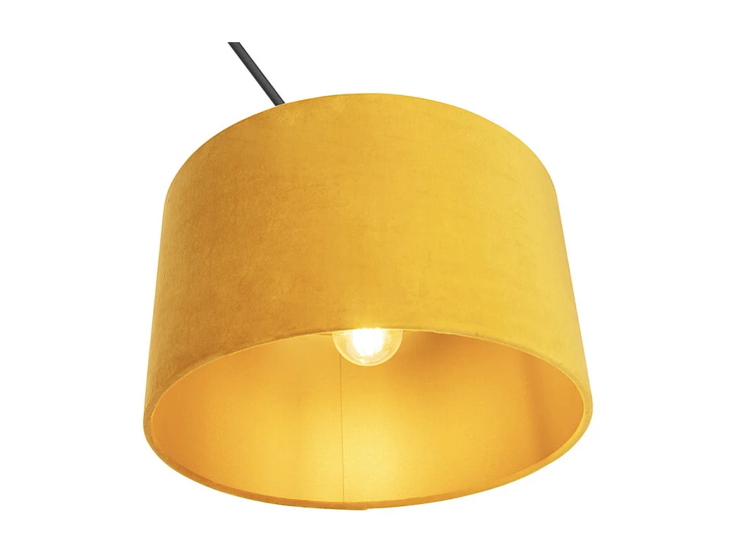 Suspension avec abat-jour velours ocre et or 35 cm - Blitz I noir