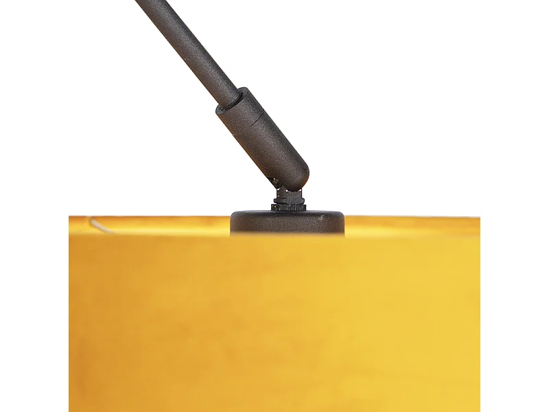 Suspension noire avec abat-jour en velours ocre et or 35 cm - Blitz