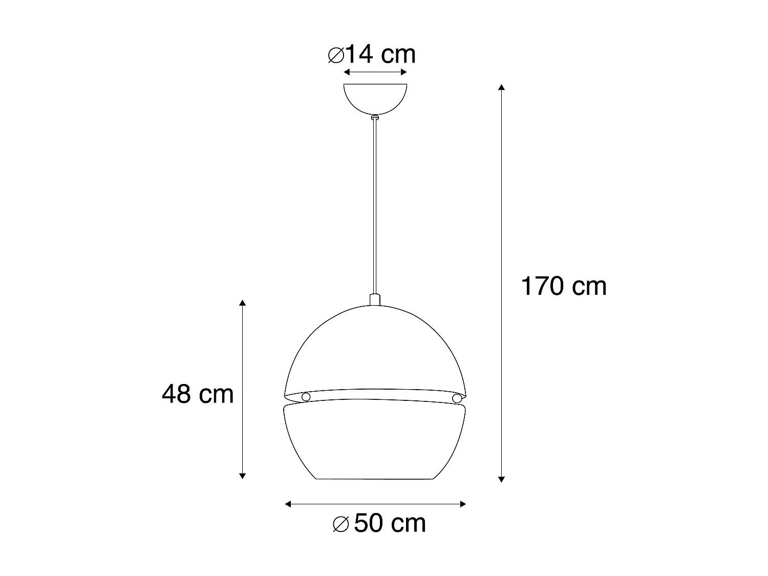 Suspension Art Déco dorée 50 cm - Slice