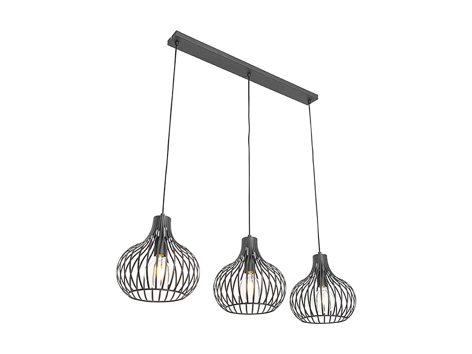 Suspension moderne noire 3 lumières - Sapphira
