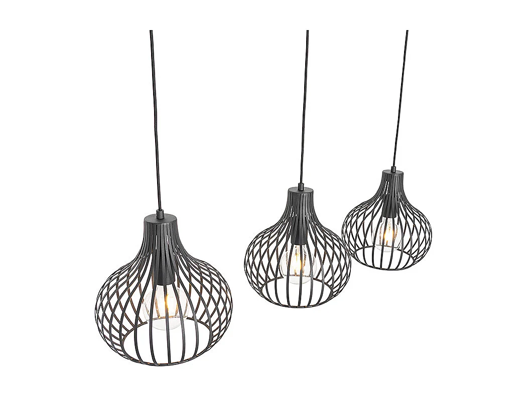 Suspension moderne noire 3 lumières - Sapphira