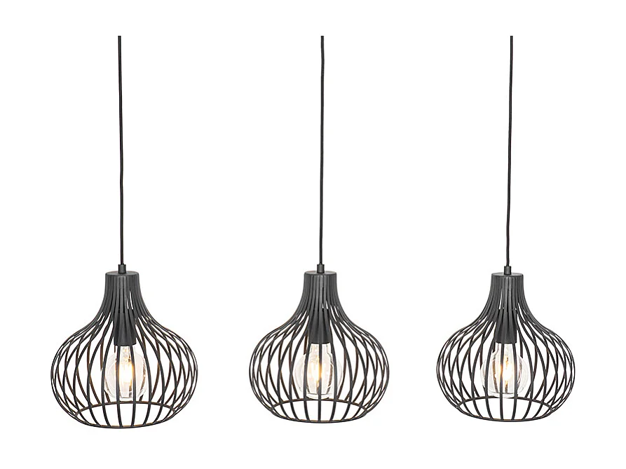 Suspension moderne noire 3 lumières - Sapphira