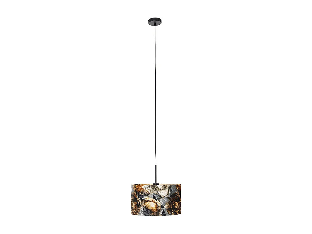 Suspension moderne noire avec abat-jour fleurs 35 cm - Combi