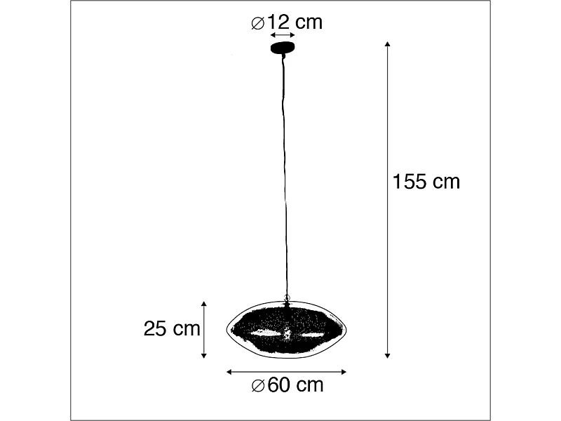 Lampe à suspension design noir avec or 60 cm - Radiance