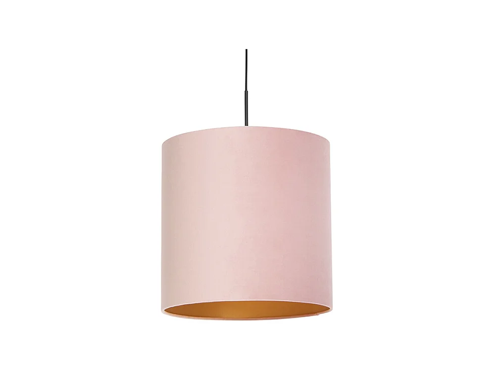 Suspension avec abat-jour en velours rose avec doré 40 cm - Combi