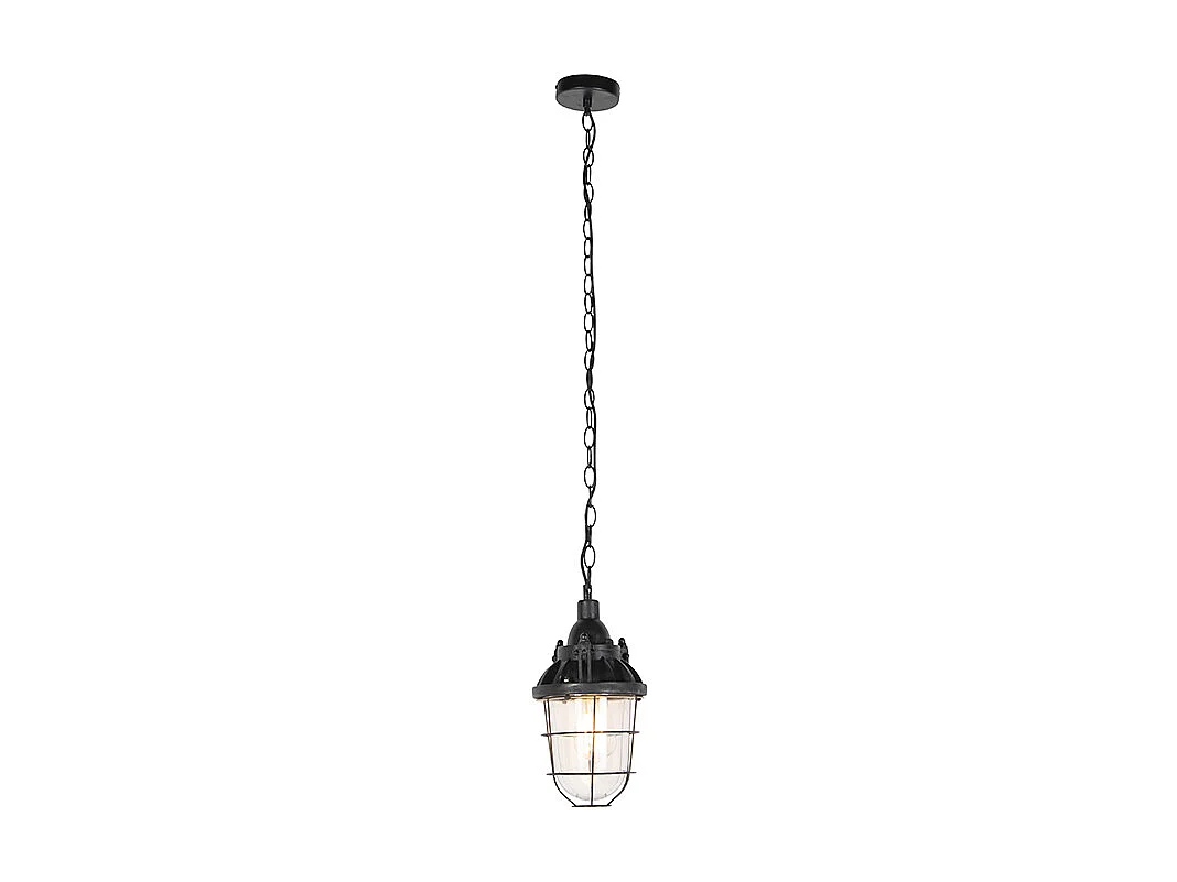 Ensemble de 2 lampes suspendues industrielles noires - Cabine