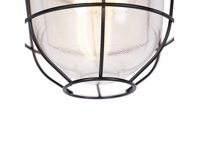 Ensemble de 2 lampes suspendues industrielles noires - Cabine