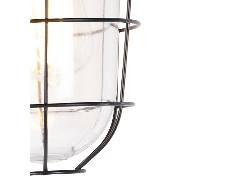 Ensemble de 2 lampes suspendues industrielles noires - Cabine