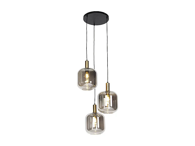Suspension design noire avec verre doré et fumé 3 lumières - Zuzanna
