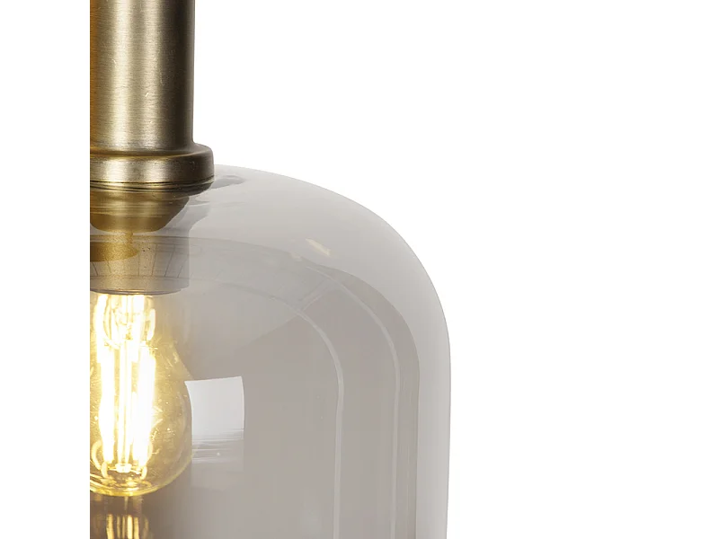 Lampe à suspension design noir avec or avec verre fumé 3 lumières - Zuzanna