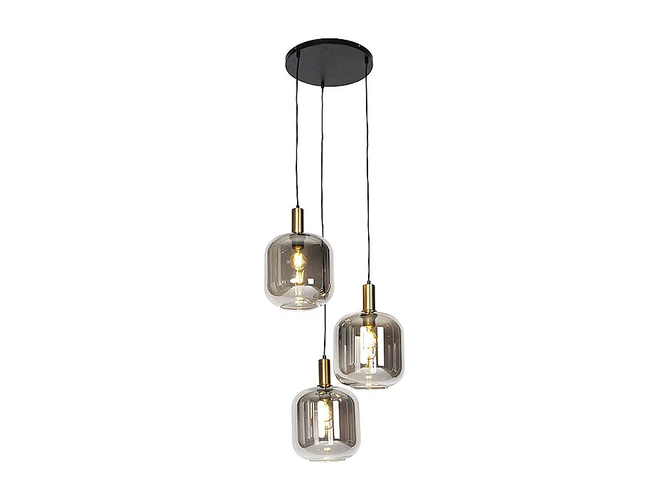 Suspension design noire avec verre doré et fumé 3 lumières - Zuzanna