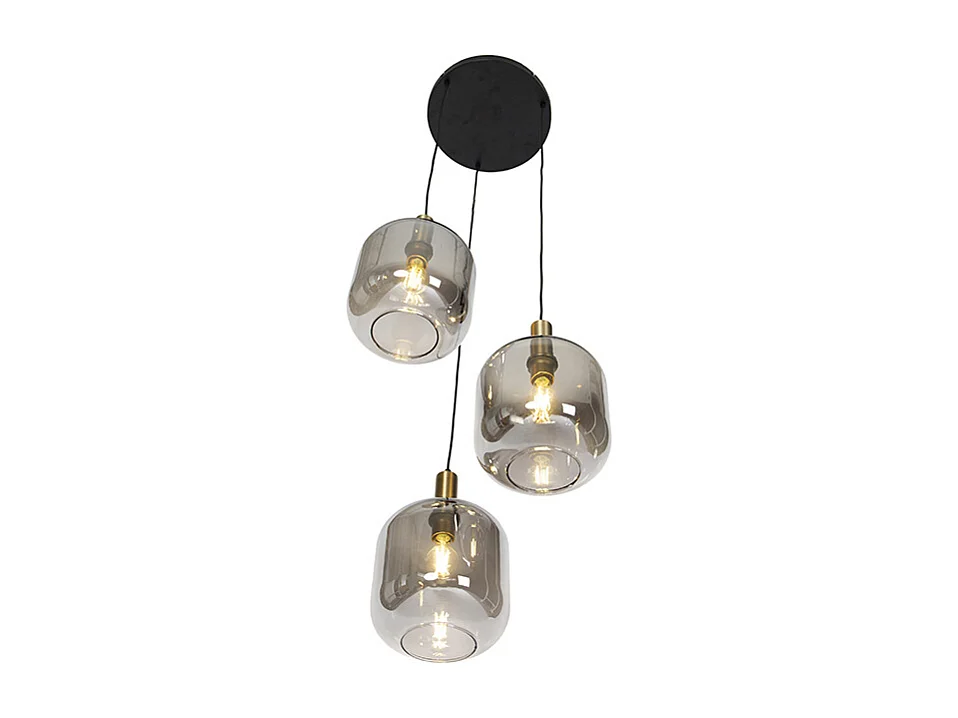 Suspension design noire avec verre doré et fumé 3 lumières - Zuzanna