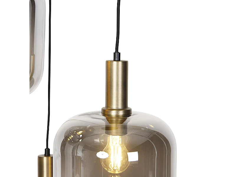 Suspension design noire avec verre doré et fumé 3 lumières - Zuzanna