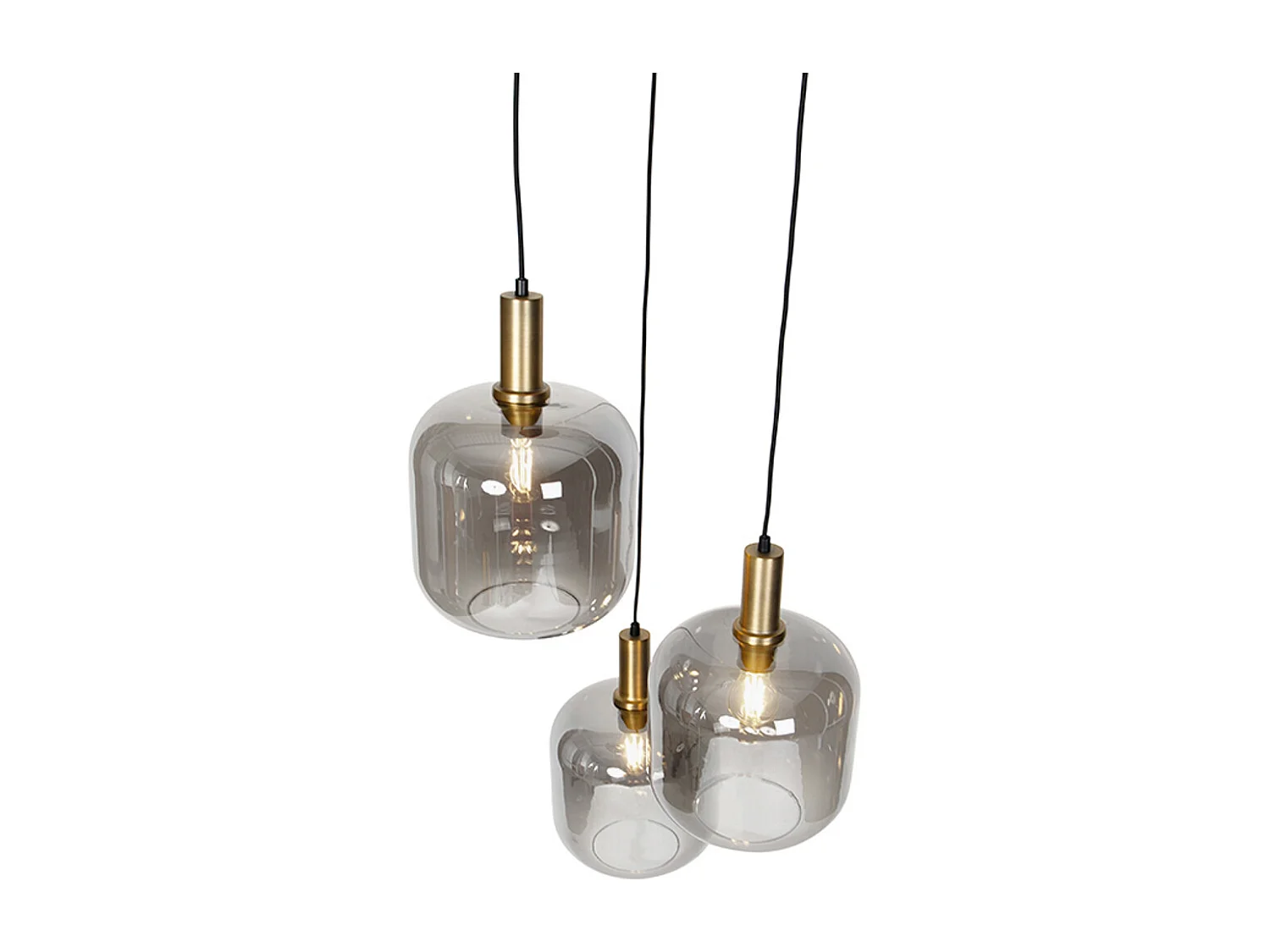 Suspension design noire avec verre doré et fumé 3 lumières - Zuzanna