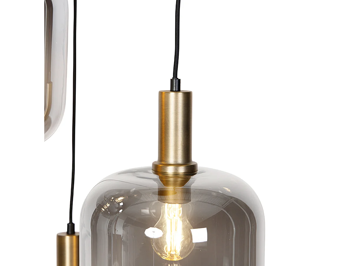 Suspension design noire avec verre doré et fumé 3 lumières - Zuzanna