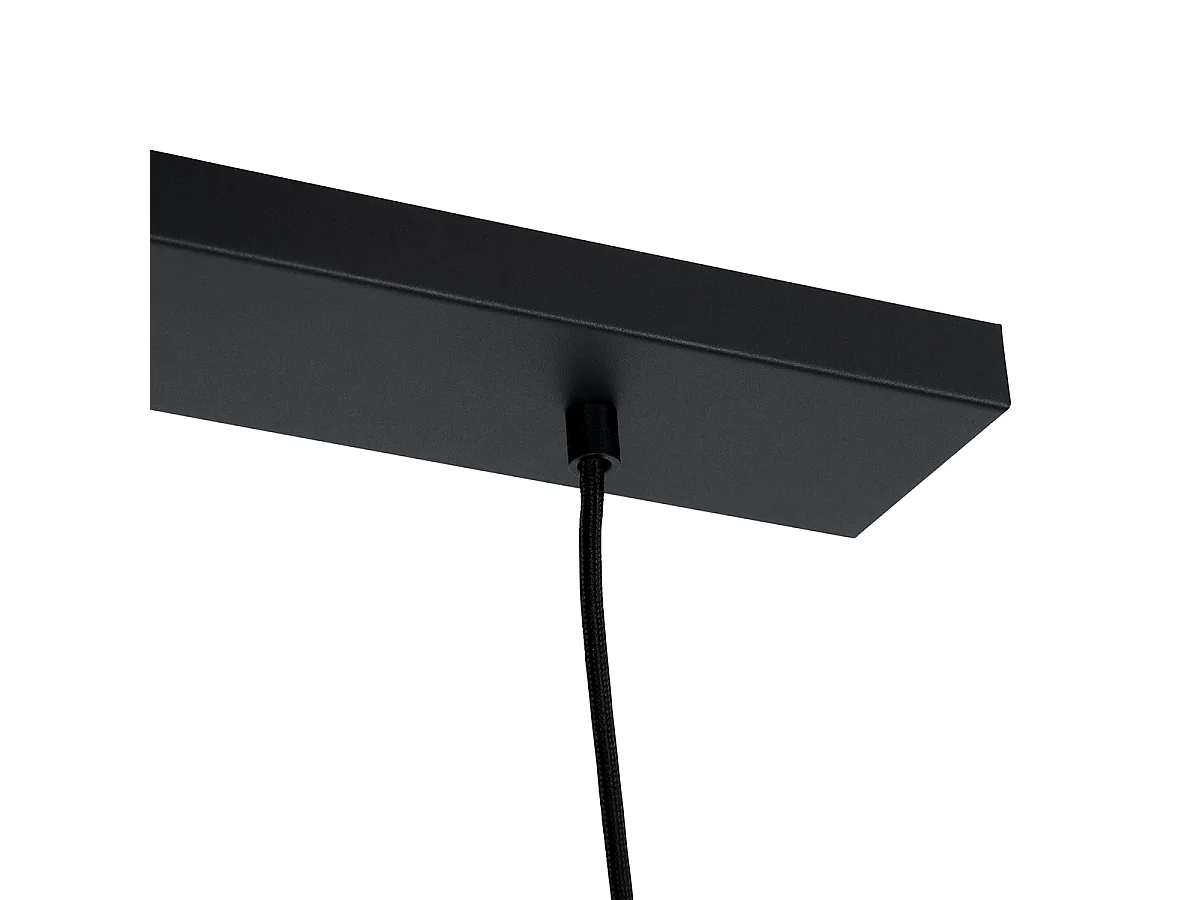 Suspension rétro noire avec verre transparent oblong 3 lumières - Eclipse