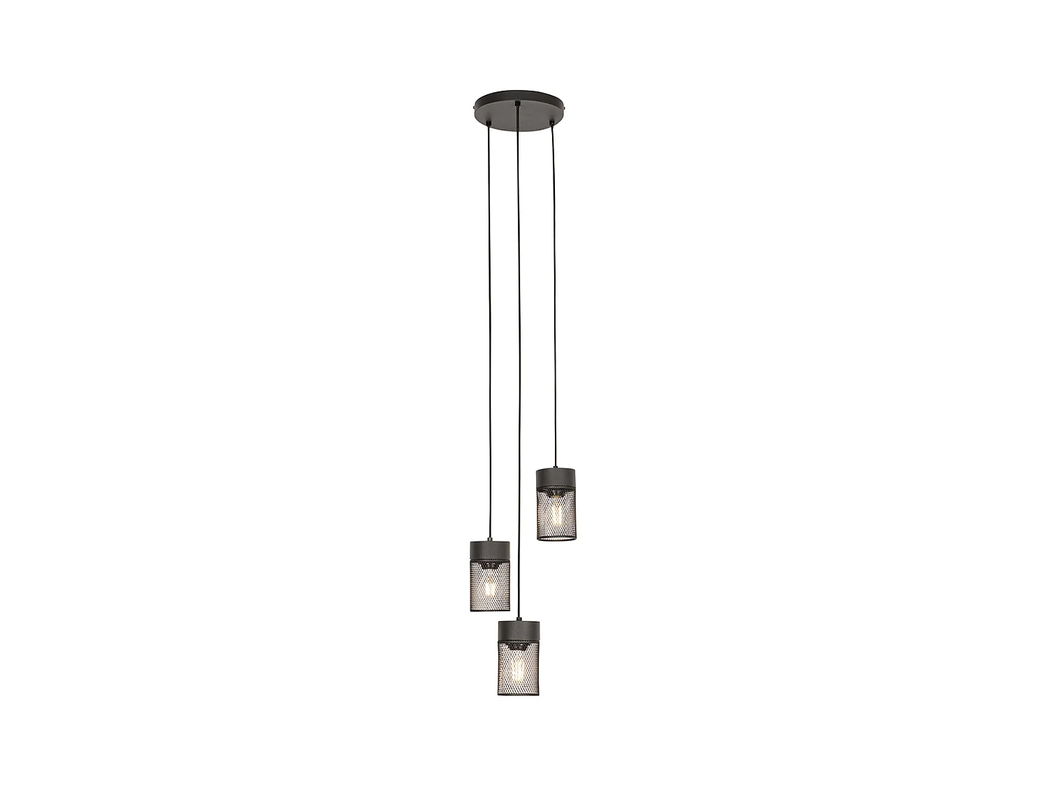 Lampe à suspension industrielle noire 3 lumières - Jim