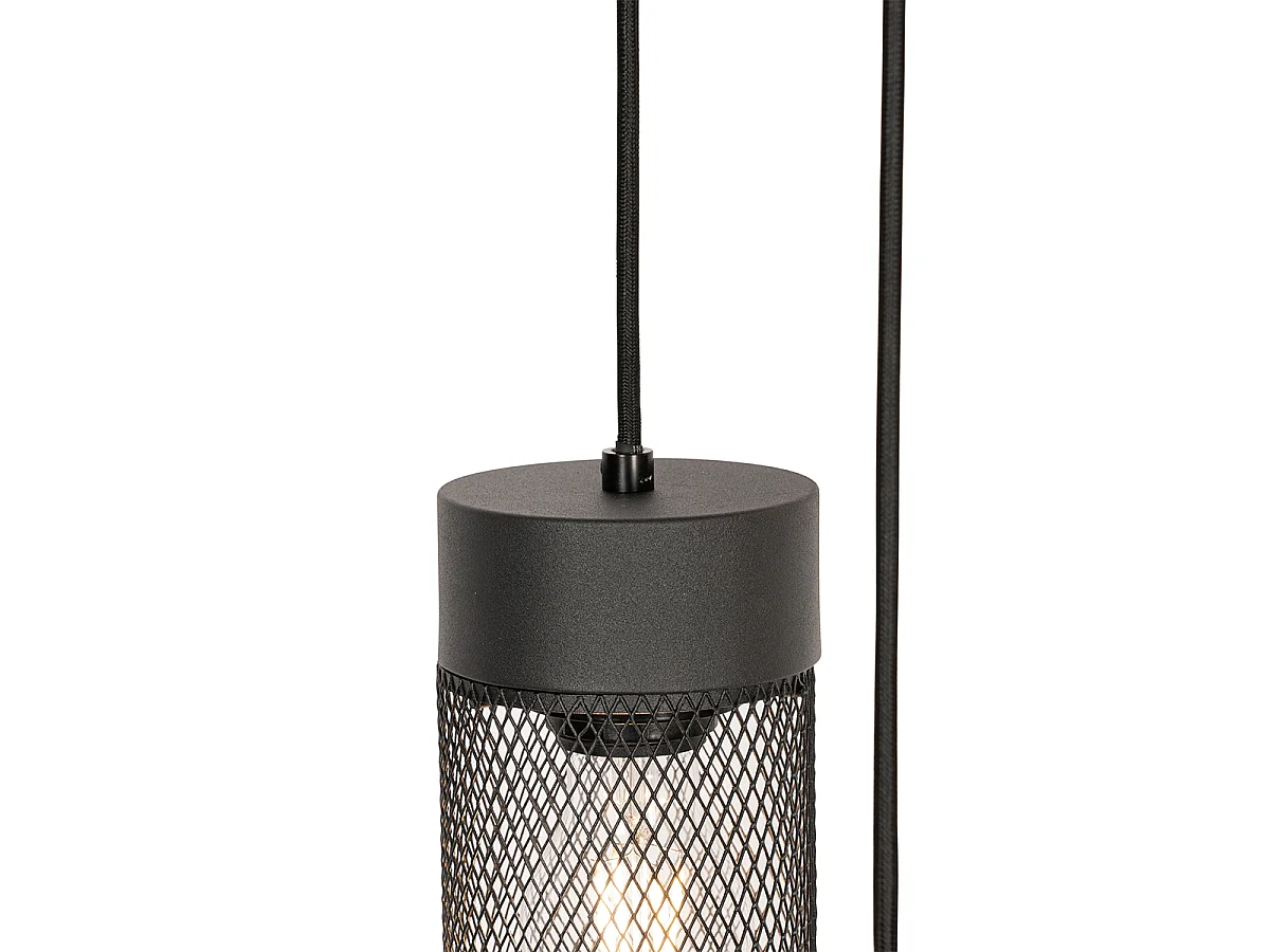 Suspension industrielle noire 3 lumières - Jim